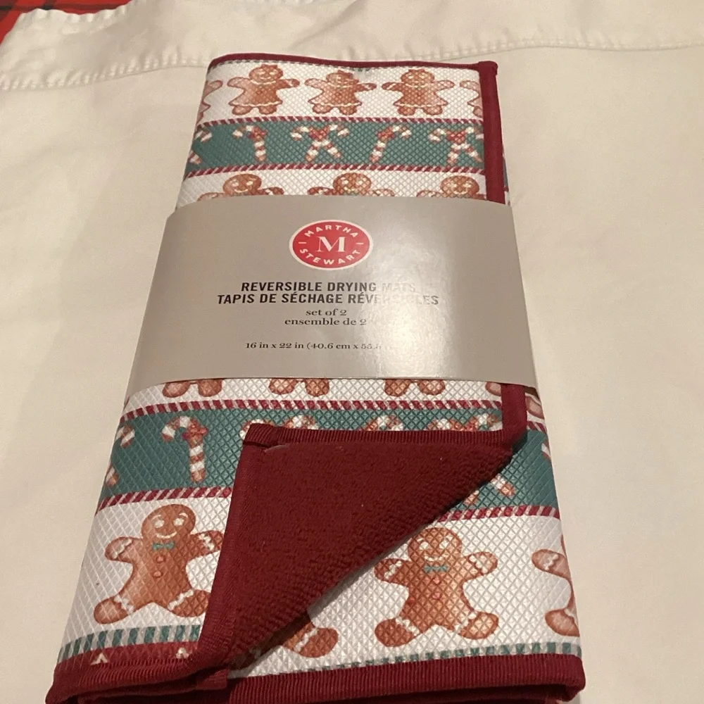 Martha Stewart Gingerbread Reversible Drying Mats - set of 2.
